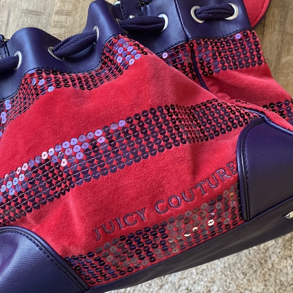 Juicy Couture Bag Sequin Red Purple Heart - Picture 10 of 10